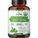 Zazzee USDA Organic Holy Basil 10:1 Extrait, 6000 mg Résistance, 120 Capsules Vegan, concentré et normalisé 10X Extrait de Tulsi, acide ursolique, 100% certifié biologique, non-OGM