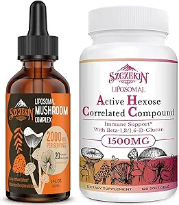1500 MG Liposomal Active Hexose Correlated Supplement 120 SoftGels Bundel met 2000 MG Liposomal Mushroom Complex Drops 30 Servers