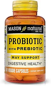 MASON NATUURLIJKE Probiotica met Prebiotica, 40 dagen aanvoer voor normale spijsverteringsfunctie & Verbeterde Gut Health, 40 Veggie Capsules