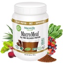 MacroLife Naturals MacroMeal Vegan Chocolate Protein Powder Superfood Greens Probiotica + Vezel, Immuun Energie Digestieve Dagelijkse Essentials voor vrouwen & mannen Glutenvrije - 23.8oz (15 Servings) Chocolade