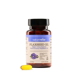 NatureWise Flaxseed Oil 1200 mg, Fish Free Omega 3 6 9 met 720mg ALA, Dieetsupplement voor Hartgezondheidsondersteuning - Organisch, Koud Geperst, Non-GMO - 30 Softgels[1-Maande Levering]