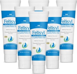 L-Lysine Gel voor katten (5oz) Ondersteunt Immune, Respiratory, en Eye Health. Eases niezen, Runny Neus en Watery Eyes. Smakelijke zalm smaak - Made in The USA (6 Pack)