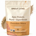 Sprout Living Epic Protein, Plant Based Protein & Superfoods Powder, Chocolate Maca Powder 