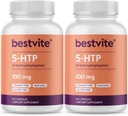 BESTVITE 5-HTP 100mg (240 Capsules) (120 x 2) - Geen stearates - geen stroommiddelen - niet GGO - glutenvrij