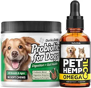 Hеmp olie voor honden - Omega 3,6,9 voor huid + Probiotica Kauwen voor honden