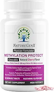 Methylation Protect - Methyl B12 met methylfolaat voor MTHFR Support Supplement, natuurlijke Cherry Methylated Vitaminen B-12 Plus 5-mthf, Gluten-Free(60 Tablet)