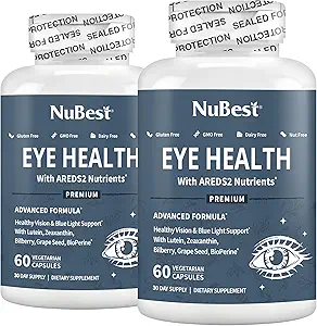 NuBeste ARDES 2 Oogvitaminen met Beta Carot Carot Poeder, 20mg Luteïne, 4mg Zeaxanthine, Blauwe bosbessen, Grape Seed, BioPerine, B-complex, Multivitamine voor Eye Health Pack 2