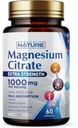 Magnesium citraat 1000mg - Max Absorptie & High Potency Magnesium Complex Supplement voor hart-, spier-, zenuw-, botgezondheids- en stressbestrijding - Non-GMO, Glutenvrij - 60 Vegan Capsules