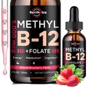 Vitamine B12 vloeibare druppels, B12 vitamines 5000 mcg, Vitamine B Complex Supplement met Methylcobalamine B12 Sublingual, Vitamine B6, Folate for Energy, Brain, Heart Health, Vegan Strawberry Flavor 2 Fl Oz