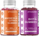 Vitamatic Magnesium Gummies & Biotin Gummies - 60 Veganisten tellen elk