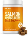 Huisdier MD Zalm Omega Bites voor honden - huid en jas supplement met Omega 3 & 6 voor honden Plus DHA & EPA - bevordert Allergie & droge huidrelief - 60ct
