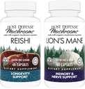 Host Defense Bundle with Reishi Capsules, 60 Count & Lion's Mane Capsules, 60 Count - Support Heart & Immune Health - Support Brain Health, Memory & Focus