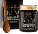MAJU's 3-in-1 Black Seed Oil, Manuka Honey & Seeds (Traditional Style) BSM nr. 1, Sweet & Crunchy Herbal Blend, Nigella Sativa Oil and Seeds, Unpasteurized & Raw Monofloral Manuka Honey Nieuw-Zeeland