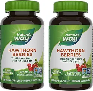 Nature's Way Herbal Hawthorn Berries, Traditional Heart Health Support*, 180 Capsules Vegan (Packaging May Vary) - 2 Pack