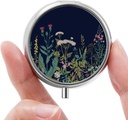 Mini boîte à pilules, petite boîte à pilules, organisateur mignon de pilules pour les vitamines, médicaments, huile de poisson et suppléments (fleurs noires)