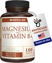 Magnesium en vitamine B6 - Helpt de spiergezondheid te behouden - Ondersteunt de hersengezondheid en zenuwfunctie - Helpt de dagelijkse vitaliteit en slaapkwaliteit - Herstel Boost - Dieetsupplement - 100 tabletten