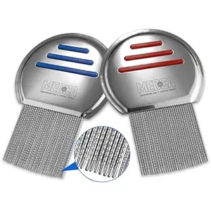 Lice Comb - (Pack of 2) Stainless Steel Professional Lice Combs and Head Lice Treatment to Effectively Get Rid of Hair Lice and Nits, Best Results for Infection and Re-infection in Kids & Adults