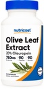 Nutricost Olive Leaf Extract (20% Oleuropein) 750 MG, 90 Capsules - Non-GMO, Glutenvrij