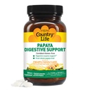 Country Life Kauwbare Papaya Enzymen voor Digestie Ondersteuning - Natuurlijke Ananas & Papaya Smaak, Assists met Nutriënt Absorptie, Bevat Papaïne & Protease - 200 Ct