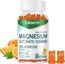 Magnesium Glycinate Gummies 1000mg - Suikervrij Magnesium Kalium Supplement met Vitamine D, B6, CoQ10 voor Kalm Mood & Slaap Ondersteuning - 60 Oranje Gummies