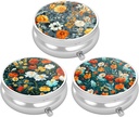 3 Pack Pill Box, Small Pill Case for Purse & Pocket, Cute Travel Medicine Organizer, Portable Medicine Container Holder to Hold Vitamins, Medication, Fish Oil & Supplement, Beautiful Flower