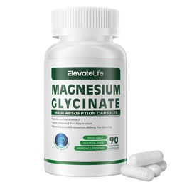 Magnesium Glycinate 400 MG per portie 100% gecheleerd voor hoge absorptie, zacht op maag, non-GMO, 90 vegetarische capsules