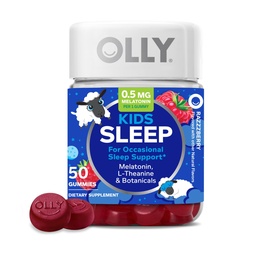 OLLY Kids Slaap Gummy, Occasional Slaap Ondersteuning, * 0,5 mg Melatonine, L-Theanine, Raspberry Flavored, 50 of 25 dagen Supply - 50 Tellen