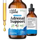 Wild & Organic Adrenal Support Drops for Positive Outlook - Suppléments naturels de soutien adrénal pour les femmes et les hommes - Vegan, Pas de sucre et d'alcool - 2-Mois d'approvisionnement - 4 fl oz
