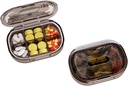 Small Pill Box, Moisture Proof Pill Case, Travel Pill Organizer for Pocket Purse, Daily Portable Medicine Vitamin, Fish Oil, Supplement (Black-3)