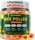 Decompensatio Health & Weight Bee Pollen Organic 1000mg, w/Probiotica, Prebiotica & Turmeric, Bee Pollen Gummies Rijk aan B-Vitamine, Antioxidanten, Aminozuren, voor Digestief, Gewicht & Energie