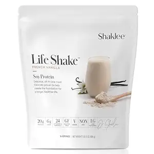Shaklee Life ShakeTM Soy Protein Vanille française - Remplacement complet des repas par 20g de protéines, 6g de fibre, 24 vitamines et minéraux - Soutient Satiété et poids santé - Non-OGM - 14 portions
