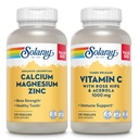 SOLARAY Zinc de magnésium de calcium et libération à temps Vitamine C - Bone Health, Immune Support Bundle, 1000mg Calcium, 500mg Magnésium, 1000mg Supplément de vitamine C, Vegan, garantie de 60 jours, 275 VegCaps Chaque