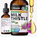 BIO KRAUTER Melkdistel Liquid Drops - Milk Thistle Silymarin Lever Ondersteuning Supplement - Alcohol & Sugar Free Tinctuur voor leverreiniging Detox - 2 Fl. Oz.