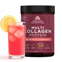 Oude voeding Gehydrolyseerde collagen Peptiden Poeder met Probiotica, Aardbei Lemonade Multi Collageen Proteïne voor vrouwen en mannen met vitamine C, 45 porties, Ondersteunt huid en nagels, Gut Health, 18