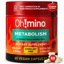 Oh!mino Métabolisme Supplément de soutien pour la conversion efficace des graisses à l'énergie avec/L-Carnitine, Phénylcapsaïcine, et vitamine B3 - Non-Jitters, Sans stimulant, Végétaliens, Capsules non laitiers (60 portions)