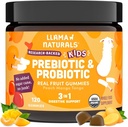 Llama Naturals Kids Probiotica met prebiotische vezels, veganistische, biologische prebiotica en probiotica Gummy's voor Gut Health Ondersteuning, peuter Real Fruit Gummy Vitaminen, Geen toegevoegde suiker Cane, Peach Mango, 120 Ct