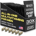 Multivitaminen voor mannen - Alles in één pakket voor energie en focus, Heren Vitaminen voor geestelijke prestaties en gezondheid, verpakt met Tongkat Ali, Shilijit, Vitamine C, B3, B1, A, B12, 30 Pk