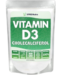 XPRS Nutra Vitamine D3 Powder (Cholecalciferol) - Unflavored VIT D for Bones and Immunity - Vitamine D3 Powder for Muscle Function - Vitamine D Supplementen (8 Ounce)