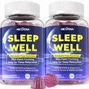 Melatoninevrije slaap Gummies met Magnesium Glycinate, GABA, 5-HTP, L-Theanine, Valeriaan, Kamille, Citroenbalsem, Vitamine D3 & B6 - Hormone & Drug-free, Non-Habit Forming,2 Pack