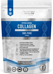 The Intelligent Health Hydrolyzed Collages Peptides Powder, Grass Fed, High Protein, Unflavored, Gluten-Free, Paleo & Keto Friendly, 10g per Serving (2kg) Ondersteunt huid, haar, nagels, gewrichten, & Bones