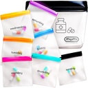 MUMI Pill Pouch Set, 7 mini-pouches zippées pour pilules, petits sacs à pilules, pochettes à pilules réutilisables pour les voyages en médecine, Organisateur de pilules de poche, Accessoires de chasse, Organisateur de vitamines