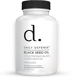 Capsules d'huile de graines noires pressées à froid - 90 Compte - Nigella Sativa pour les cheveux, la peau et l'immunité améliorée - Huile de cumin noire sans gluten, végétalienne