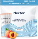 Nectar Hydration Packets - Electrolytes Powder Packets - Sugar Free & 0 Calorie - Organic Fruit Liquid Daily IV Electrolytes Powder for Dehydration Relief & Rapid Rehydration (Peach 30 Pack)
