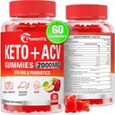 Apple Cider Vinegar Gummies, Keto ACV Gummies Max Strength 2000mg Apple Cider Vinegar with Mother, Probiotics & Vitamin B12, for Digestion, Metabolism, Cleanse & Detox Diet, 60 Count
