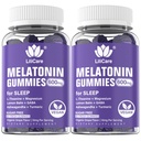 Melatonine 20mg Gummies voor volwassenen (2 Packs) Extra sterkte met L-Theanine, Ashwagandha, Magnesium, Kurkuma, GABA, citroenbalsem en kamille voor ondersteuning gezonde Circadian Rhythm, druivensmaak