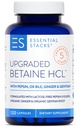 Essentiële Stapels Betaine HCL met Pepsine, Ox Bile, Organic Gentian & Gener - Betaine Hydrodide Supplement w Digestieve Enzymen, Bile & Bitters - Gluten, Dairy & Soy Free (120 Capsules)
