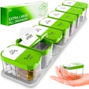 Extra grote Wekelijkse Pillen Organisator - XL Vitamine houder met 7 Afneembare AM PM Compartments - Portable Medicine Dispenser voor thuis en reizen, Big Supplement Container voor wekelijks of dagelijks gebruik, Groen