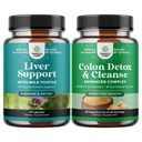 Bundel van leverreiniging Detox & Repair Complex en Colon Cleanser & Detox - Herbal Lever Ondersteuning Supplement met Silymarin Melk - Lactobacillus Acidophilus Probiotic Supplement Body Cleanse