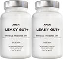 Amen Leaky Gut Supplement - Advanced Formula with Bio available L Glutamine, Zink, Turmeric, DGL Licorice Root - Marshmallow Root - Probiotica & Fermented Prebiotica - Vegan, Non-GMO - 2-Pack