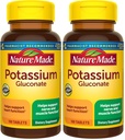 Gluconate de potassium naturel 550 mg, supplément alimentaire pour le soutien de la santé cardiaque, 100 comprimés, 100 jours d'approvisionnement (paquet de 2)